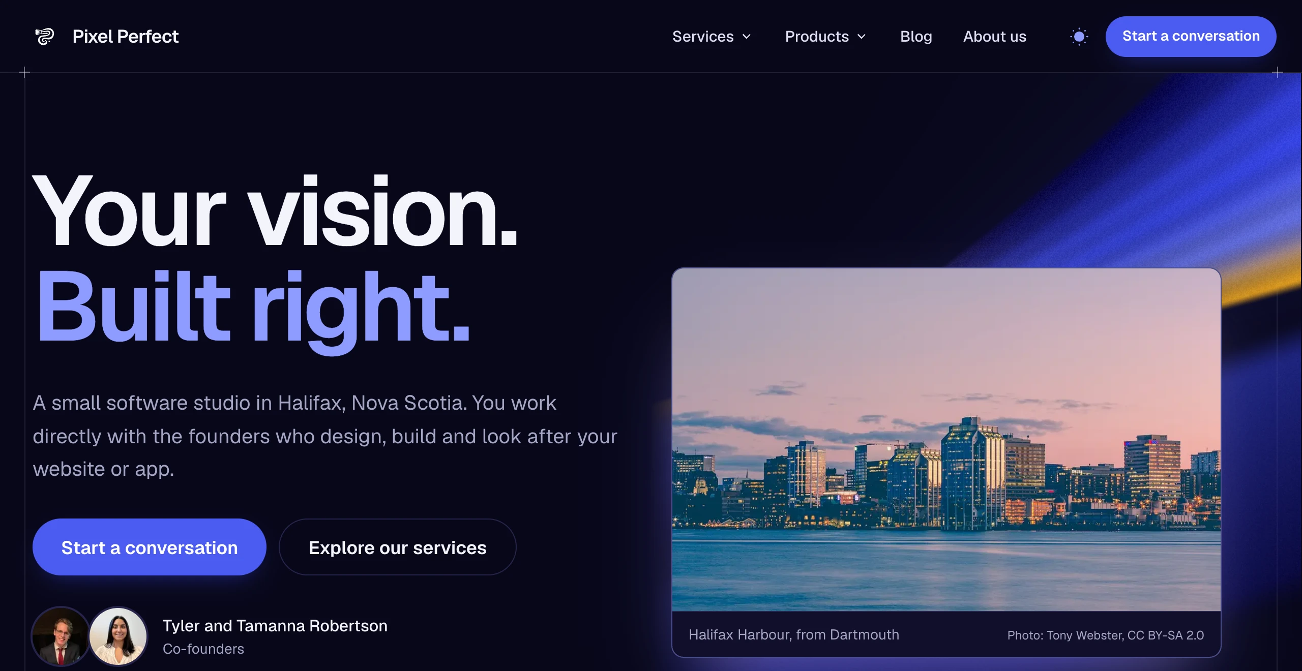 The Pixel Perfect Software homepage