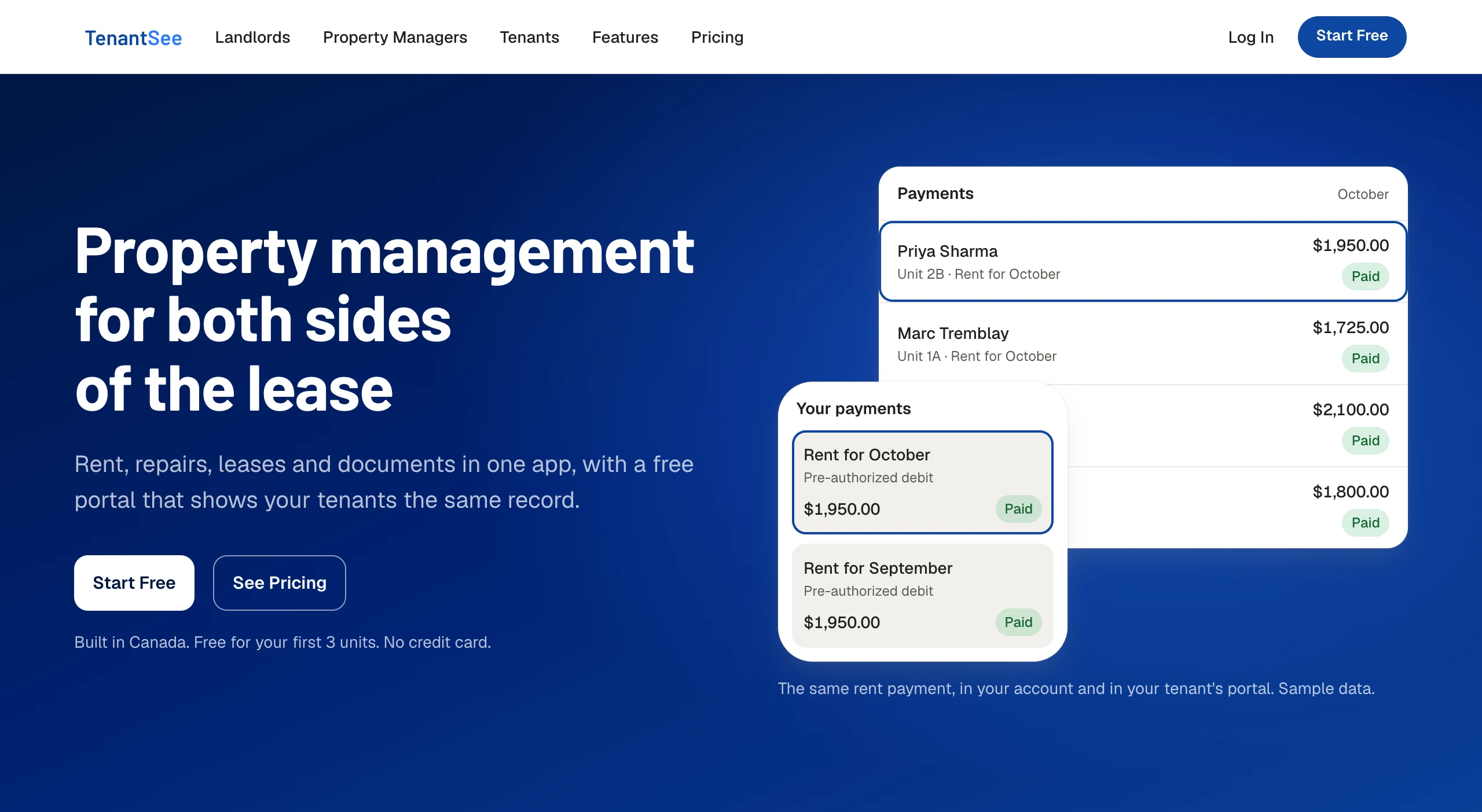 The TenantSee homepage